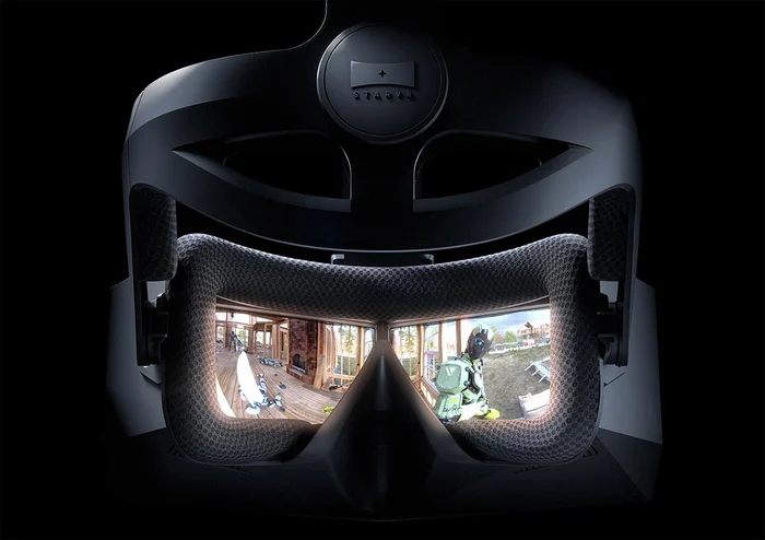 Vue de l'intérieur d'un casque de réalité virtuelle